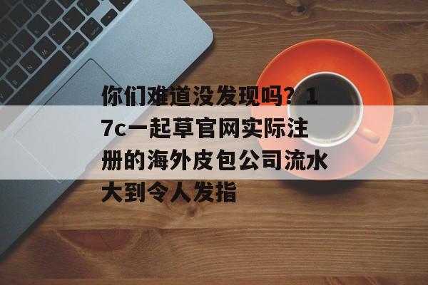 你们难道没发现吗？17c一起草官网实际注册的海外皮包公司流水大到令人发指